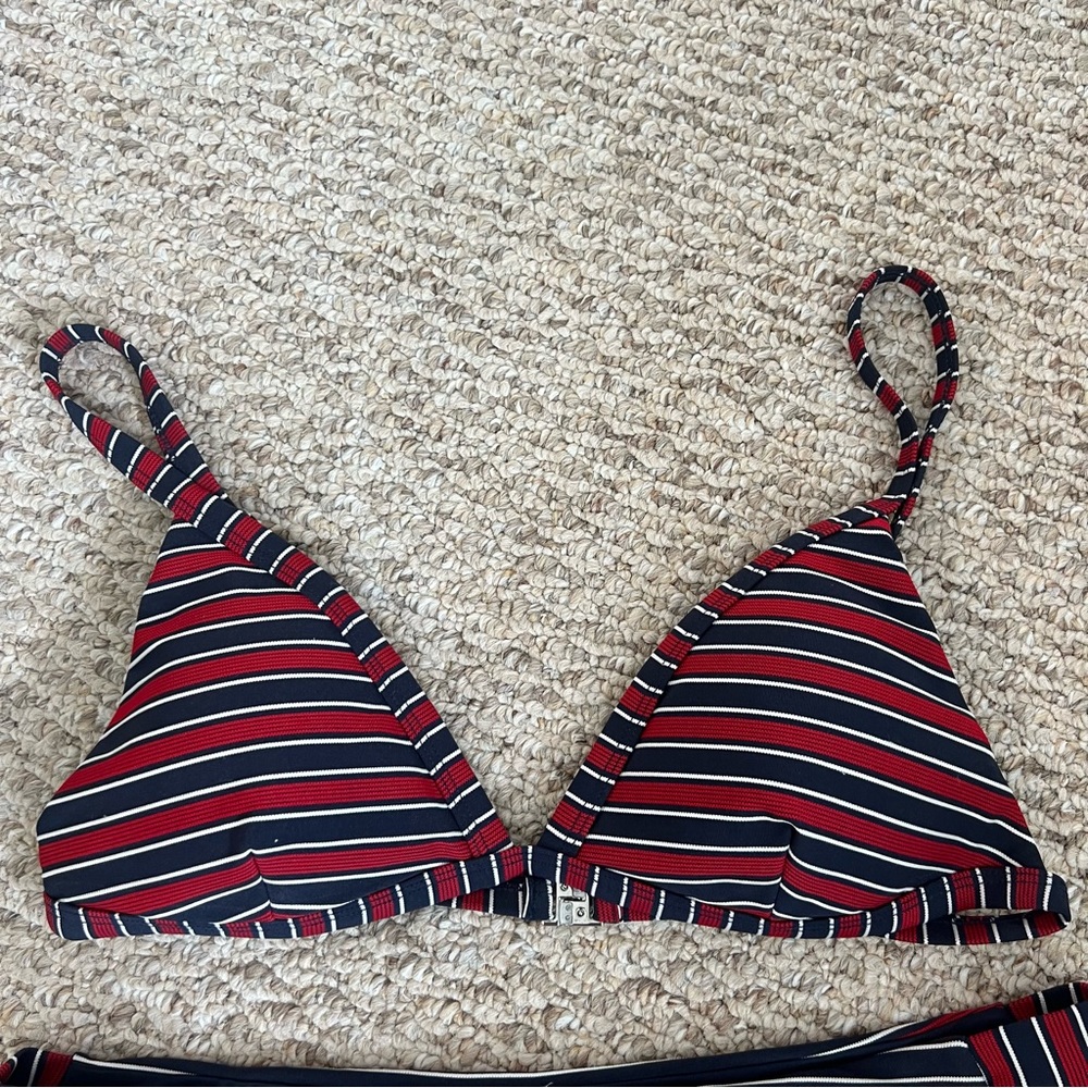 RVCA Striped Red and Black Bikini Set - Picture 2 of 6